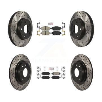 Front Rear Ceramic Pad Coat Drill Slot Disc Brake Rotors Kit For 2016-2018 Mazda CX-3 FWD KDA-101470
