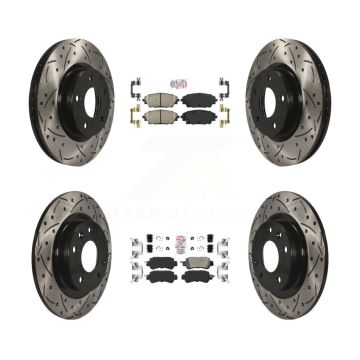 Front Rear Ceramic Pad Coat Drill Slot Disc Brake Rotors Kit For 2016-2018 Mazda CX-3 AWD KDA-101471