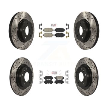 Front Rear Ceramic Pad Coat Drill Slot Disc Brake Rotors Kit For 2016-2018 Mazda CX-3 AWD KDA-101472