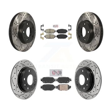 Front Rear Ceramic Pad Coat Drill Slot Disc Brake Rotors Kit For 2019-2022 Mazda CX-3 FWD KDA-101473
