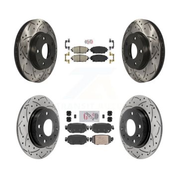 Front Rear Ceramic Pad Coat Drill Slot Disc Brake Rotors Kit For 2019-2022 Mazda CX-3 FWD KDA-101474