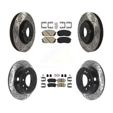 Front Rear Ceramic Pad Drilled Slot Disc Brake Rotors Kit For Hyundai Tucson Kia Sportage KDA-101477