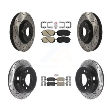 Front Rear Ceramic Pad Drilled Slot Disc Brake Rotors Kit For Hyundai Tucson Kia Sportage KDA-101478
