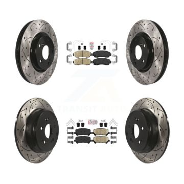 Front Rear Ceramic Pad Coated Drill Slot Disc Brake Rotor Kit For 2011-2014 Honda Odyssey KDA-101499