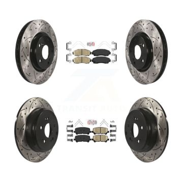 Front Rear Ceramic Pad Coated Drill Slot Disc Brake Rotor Kit For 2011-2014 Honda Odyssey KDA-101500