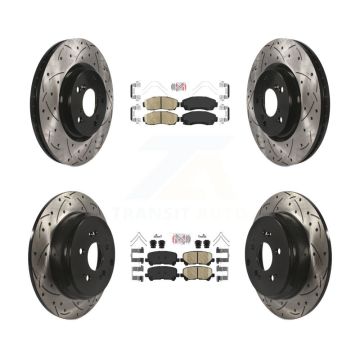 Front Rear Ceramic Pad Coated Drill Slot Disc Brake Rotor Kit For 2011-2014 Honda Odyssey KDA-101501