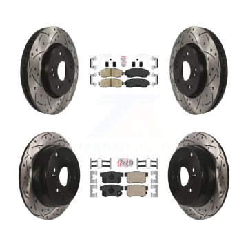 Front Rear Ceramic Pads And Coated Drilled Slotted Disc Brake Rotors Kit For Acura RDX KDA-101502