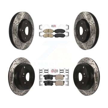 Front Rear Ceramic Pads And Coated Drilled Slotted Disc Brake Rotors Kit For Acura RDX KDA-101503