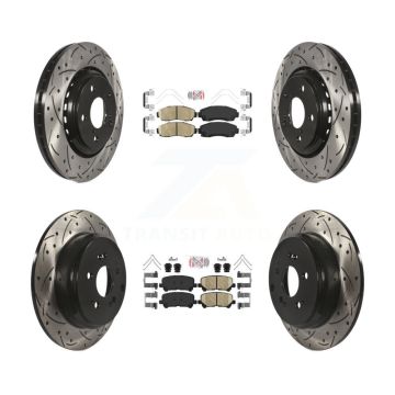 Front Rear Ceramic Pad Coated Drill Slot Disc Brake Rotor Kit For 2015-2017 Honda Odyssey KDA-101507