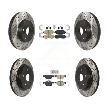 Front Rear Ceramic Pad Drilled Slot Disc Brake Rotor Kit For 2016-2019 Subaru Legacy 2.5L KDA-101508
