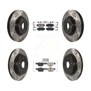 Front Rear Ceramic Pad Coat Drill Slot Disc Brake Rotor Kit For Subaru Outback WRX Legacy KDA-101514