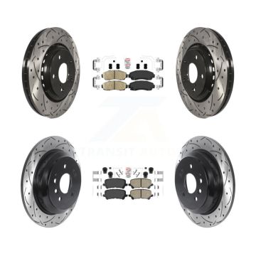 Front Rear Ceramic Pad Coat Drill Slot Disc Brake Rotors Kit For 2019-2024 Honda Passport KDA-101516