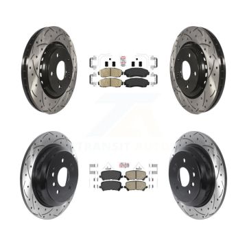 Front Rear Ceramic Pad Coat Drill Slot Disc Brake Rotors Kit For 2019-2024 Honda Passport KDA-101517