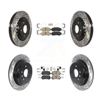 Front Rear Ceramic Pad Coat Drill Slot Disc Brake Rotors Kit For 2019-2024 Honda Passport KDA-101518