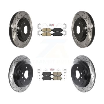 Front Rear Ceramic Pad Coat Drill Slot Disc Brake Rotors Kit For 2019-2024 Honda Passport KDA-101519