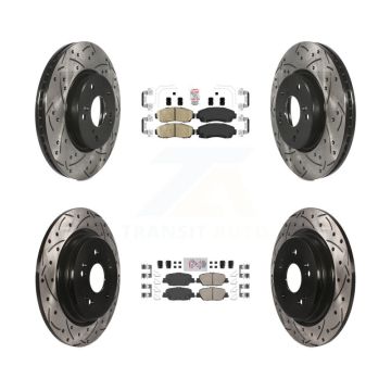 Front Rear Ceramic Pads And Coated Drilled Slotted Disc Brake Rotors Kit For Honda CR-V KDA-101520