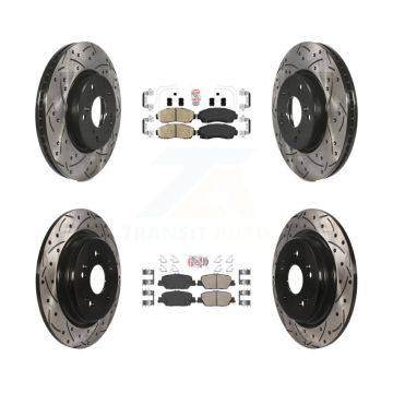 Front Rear Ceramic Pads And Coated Drilled Slotted Disc Brake Rotors Kit For Honda CR-V KDA-101522