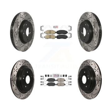 Front Rear Ceramic Pads And Coated Drilled Slotted Disc Brake Rotors Kit For Honda CR-V KDA-101532