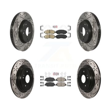 Front Rear Ceramic Pads And Coated Drilled Slotted Disc Brake Rotors Kit For Honda CR-V KDA-101534