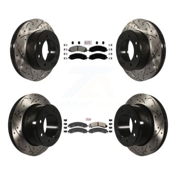 Front Rear Semi-Metallic Pad And Coated Drilled Slotted Disc Brake Rotor Kit For Ram 3500 KDA-101537