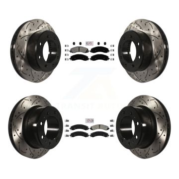 Front Rear Semi-Metallic Pad And Coated Drilled Slotted Disc Brake Rotor Kit For Ram 3500 KDA-101538
