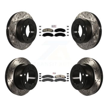 Front Rear Semi-Metallic Pad And Coated Drilled Slotted Disc Brake Rotor Kit For Ram 3500 KDA-101541