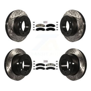 Front Rear Semi-Metallic Pad And Coated Drilled Slotted Disc Brake Rotor Kit For Ram 3500 KDA-101542
