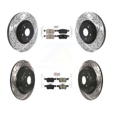 Front Ceramic Rear Semi-Metallic Pad Coat Drill Slot Disc Brake Rotor Kit For Lincoln MKC KDA-101556