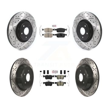 Front Ceramic Rear Semi-Metallic Pad Coat Drill Slot Disc Brake Rotor Kit For Lincoln MKC KDA-101557