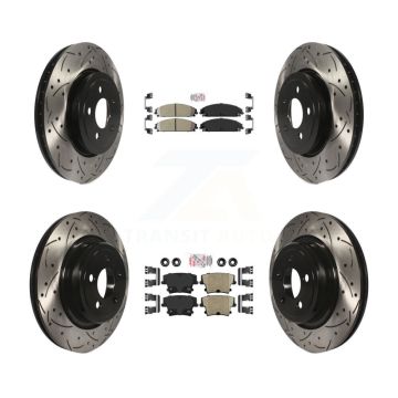 Front Rear Ceramic Pad Drilled Slot Brake Rotor Kit For Dodge Charger With Police Package KDA-101560