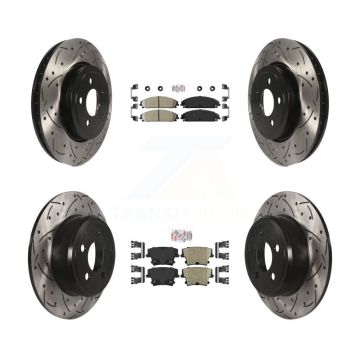 Front Rear Ceramic Pad Drilled Slot Brake Rotors Kit For 05-06 Chrysler 300 AWD with 3.5L KDA-101567