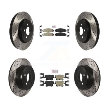 Front Rear Ceramic Pad Drilled Slot Brake Rotors Kit For 05-06 Chrysler 300 AWD with 3.5L KDA-101573