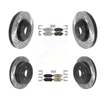 Front Rear Ceramic Pad Drill Slot Disc Brake Rotor Kit For 2014-2018 Subaru Forester 2.0L KDA-101584