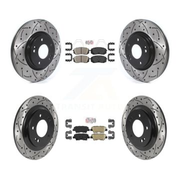 Front Rear Ceramic Pad Coated Drilled Slotted Disc Brake Rotor Kit For Hyundai Elantra GT KDA-101589