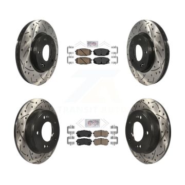 Front Rear Ceramic Pad Coated Drill Slot Disc Brake Rotor Kit For Hyundai Kona Kia Seltos KDA-101591