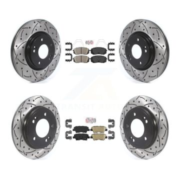 Front Rear Ceramic Pad & Drilled Slot Disc Brake Rotor Kit For Kia Forte Hyundai Veloster KDA-101592