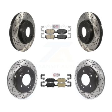 Front Rear Ceramic Pad & Coated Drilled Slotted Disc Brake Rotor Kit For Hyundai Veloster KDA-101593