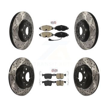 Front Rear Ceramic Pad Drill Slot Brake Rotors Kit For Volkswagen Taos Audi A3 Quattro TT KDA-101594