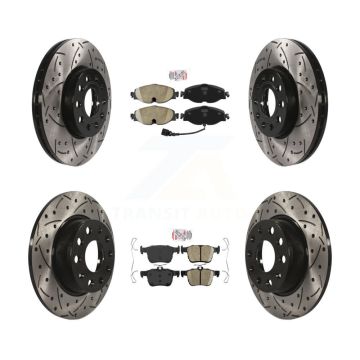 Front Rear Ceramic Pad & Drilled Slot Brake Rotor Kit For Volkswagen Taos Audi A3 Quattro KDA-101595