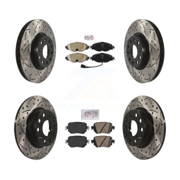 Front Rear Ceramic Pad Drill Slot Brake Rotor Kit For Volkswagen GTI Golf Alltrack Passat KDA-101596