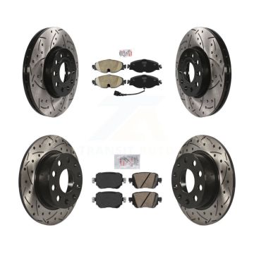 Front Rear Ceramic Pad & Drilled Slot Disc Brake Rotor Kit For Volkswagen Golf SportWagen KDA-101599