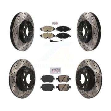 Front Rear Ceramic Pad & Drilled Slot Disc Brake Rotor Kit For Volkswagen Golf SportWagen KDA-101601