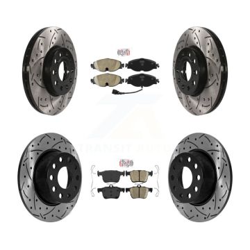 Front Rear Ceramic Pad Coated Drilled Slot Disc Brake Rotor Kit For Volkswagen Jetta Taos KDA-101605