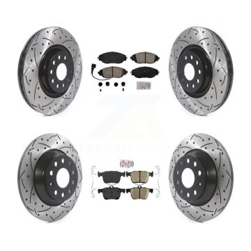 Front Rear Ceramic Pad & Drilled Slot Brake Rotor Kit For 2019-2021 Volkswagen Jetta 2.0L KDA-101606