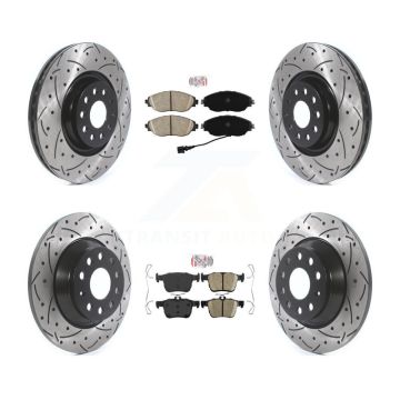 Front Rear Ceramic Pad & Drilled Slot Brake Rotor Kit For 2019-2021 Volkswagen Jetta 2.0L KDA-101607