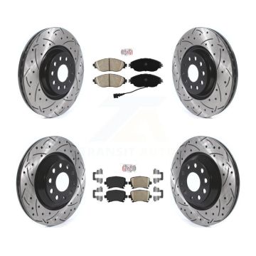 Front Rear Ceramic Pad And Coated Drilled Slotted Disc Brake Rotor Kit For Volkswagen GTI KDA-101612