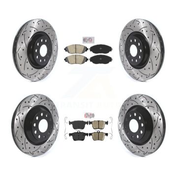 Front Rear Ceramic Pad Drill Slot Brake Rotor Kit For Audi Q3 Volkswagen Golf R Arteon S3 KDA-101614