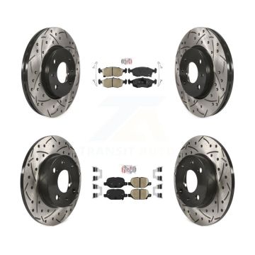 Front Rear Ceramic Pads And Coated Drilled Slotted Disc Brake Rotors Kit For Fiat 500 KDA-101623