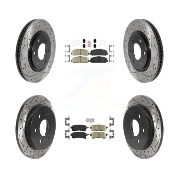 Front Rear Ceramic Pad Drill Slot Disc Brake Rotor Kit For Nissan Armada With Solid KDA-101630