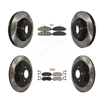 Front Rear Ceramic Pad Coat Drill Slot Disc Brake Rotor Kit For Ford Mustang V6 with 3.7L KDA-101638